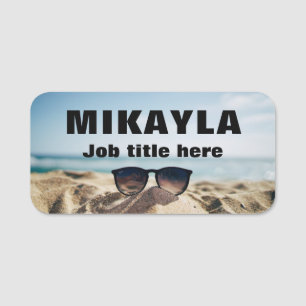 Trendy Eyeglasses on a Beach Optical   Name Tag