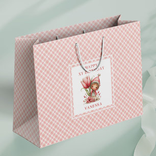 Trendy Fairy Girl Blush Floral Birthday Gift Bags