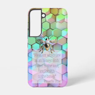 Trendy Faith Blue Mauve Green Pink Honeycomb Bee  Samsung Galaxy Case