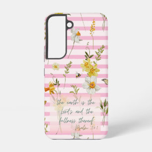Trendy Faith Blush Stripe Daffodils Bee Nature Samsung Galaxy Case