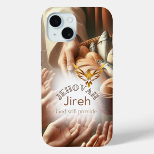 Trendy Faith Jesus Loaves Fishes Gold Dove iPhone 15 Case