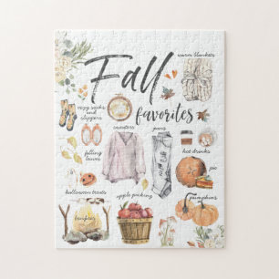 Trendy Fall Favorites   Watercolor Illustrations Jigsaw Puzzle