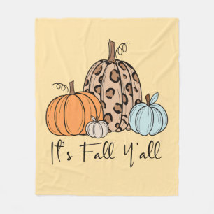 Trendy Fall Pumpkin   “It’s Fall Y’all” Quote Fleece Blanket