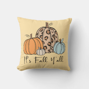 Trendy Fall Pumpkin “It’s Fall Y’all” Quote Throw Pillow