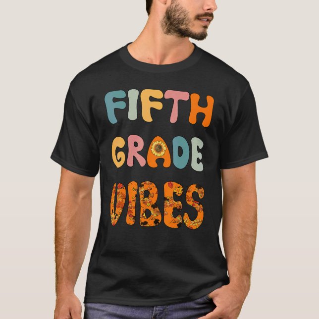 Trendy Fall Teacher Cool Fall Paraeducator Fifth G T-Shirt (Front)