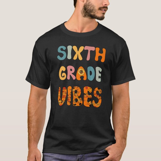 Trendy Fall Teacher Cool Fall Paraeducator Sixth G T-Shirt (Front)