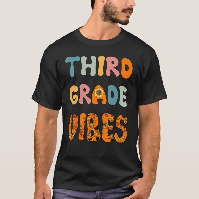 Trendy Fall Teacher Cool Fall Paraeducator Third G T-Shirt (Front)