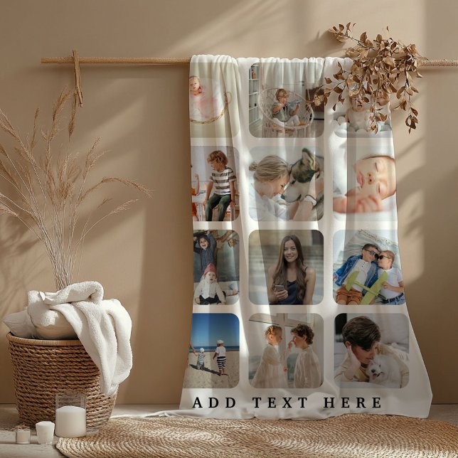 Trendy Family Photo Collage Grid Keepsake Gift Sherpa Blanket (Creator Uploaded)
