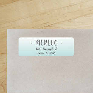 Trendy Family Teal Gradient Return Address