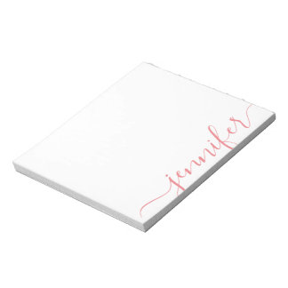 Trendy Fancy Script Name, Personalized Pink  Notepad