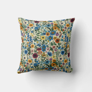 Trendy Farmhouse Stylish Girly Floral Green Red  Throw Pillow
