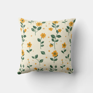Trendy Farmhouse Stylish Girly Floral Green Yellow Throw Pillow