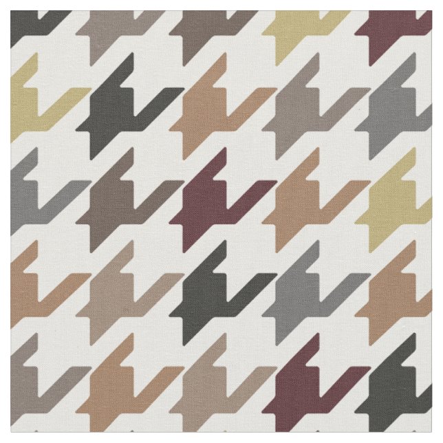 Trendy fashion earth tone houndstooth pattern fabric (Close Up)
