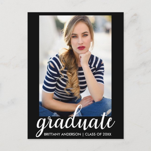 Trendy Fashion Graduation Photo Announcement (Front)
