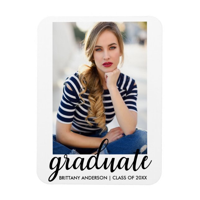 Trendy Fashion Graduation Photo Announcement W Magnet (Vertical)