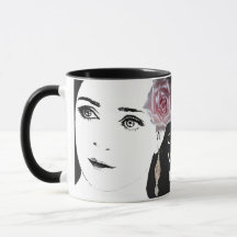 Trendy fashion illustration floral pink rose fun