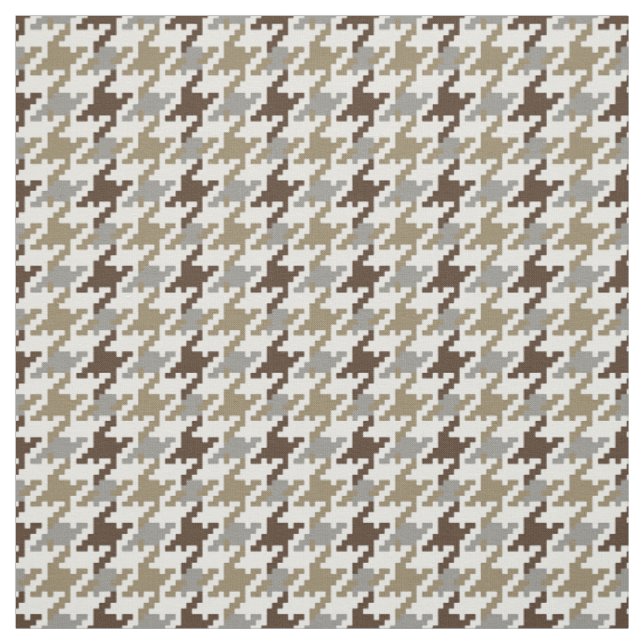 Trendy fashion neutral houndstooth plaid pattern fabric (Swatch)