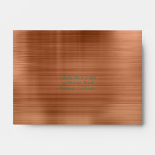 Trendy Faux Copper Metallic & Teal Wedding RSVP En Envelope