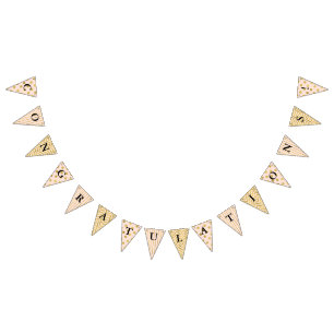 Trendy Faux Gold and Blush Pink Congratulations Bunting Flags