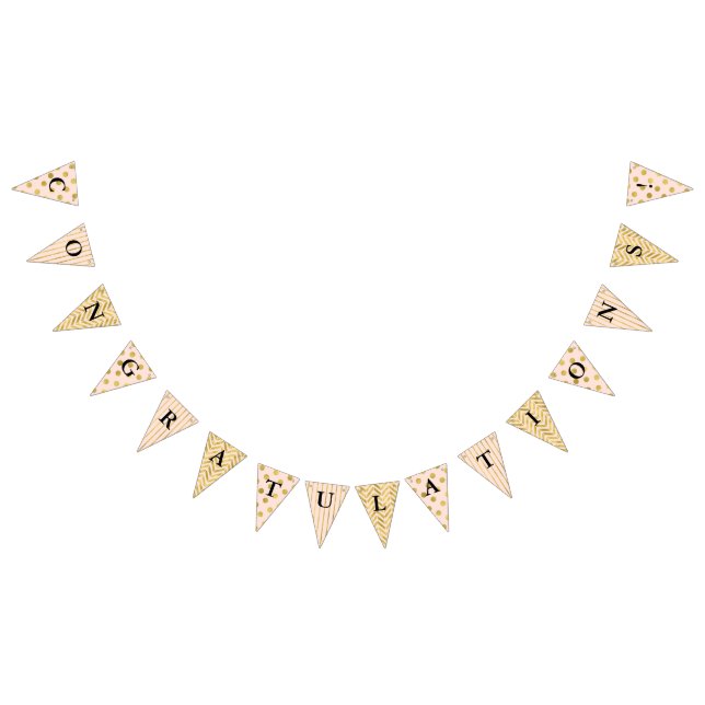 Trendy Faux Gold and Blush Pink Congratulations Bunting Flags (All)