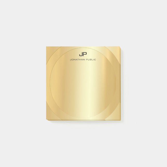 Trendy Faux Gold Elegant Modern Monogrammed Post-it Notes (Front)
