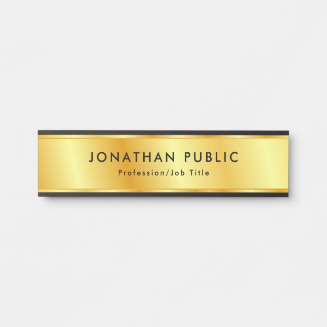 Trendy Faux Gold Elegant Modern Template Door Sign (Front)