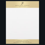 Trendy Faux Gold Elegant Monogram Template Glamour Letterhead<br><div class="desc">Trendy Faux Gold Elegant Monogram Template Glamour Modern Letterhead.</div>