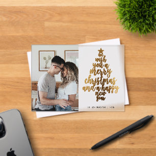 Trendy Faux Gold Family Photo Christmas Card Acrylic Invitations