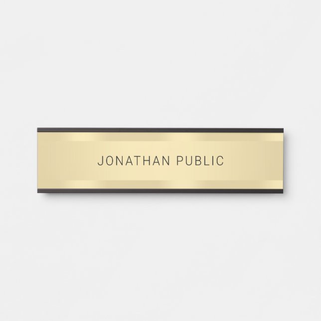 Trendy Faux Gold Glamourous Modern Template Door Sign (Front)