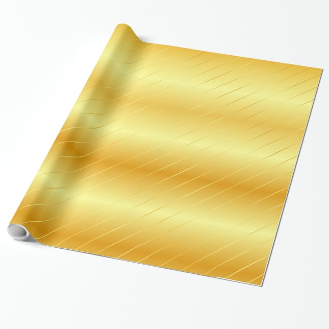 Trendy Faux Gold Glossy Elegant Modern Template Wrapping Paper (Unrolled)