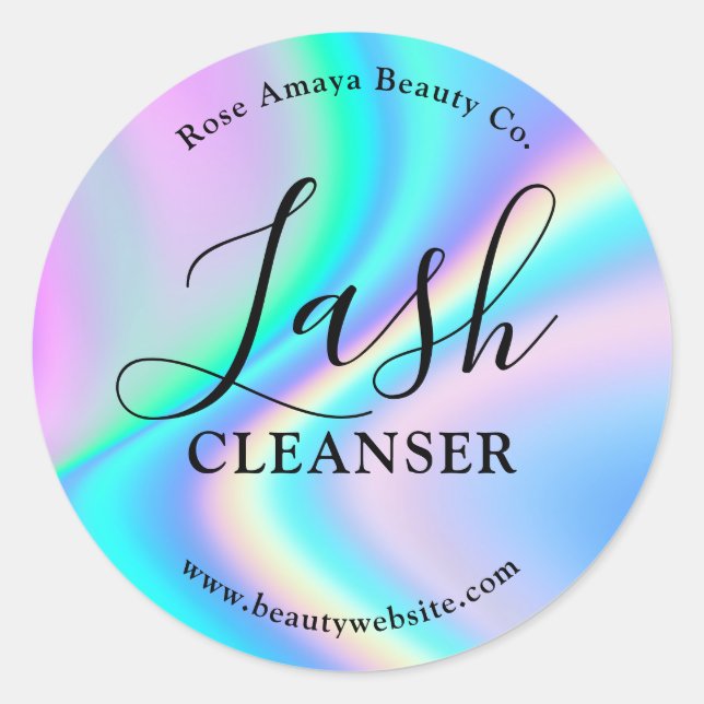Trendy Faux Holographic Lash Cleanser Beauty Label (Front)
