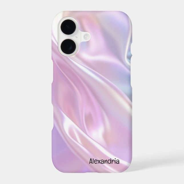 Trendy Faux Holographic Waves Opal iPhone Case (Back)