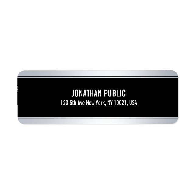 Trendy Faux Silver Elegant Modern Black Template (Front)