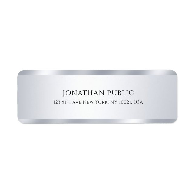 Trendy Faux Silver Modern Simple Elegant Template (Front)
