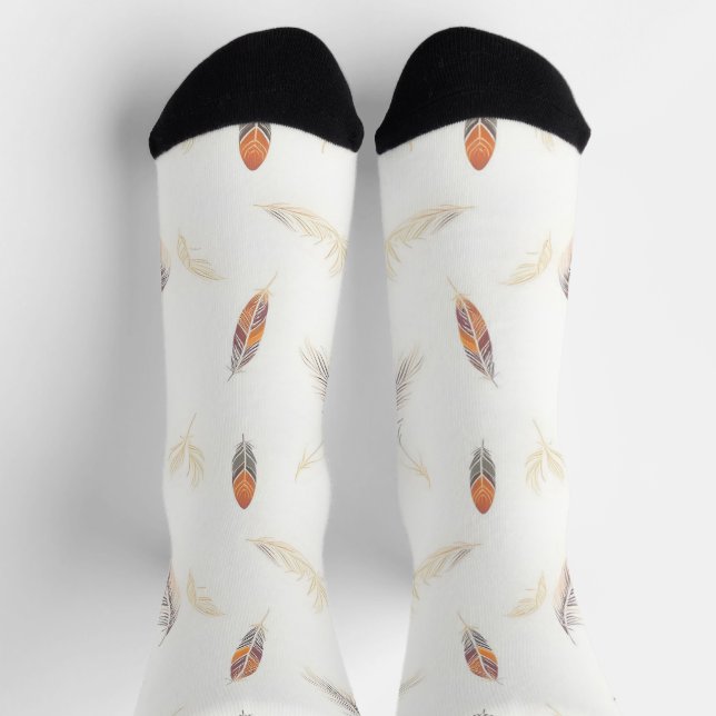 Trendy Feathers Luxury Boho Collection Socks (Top)