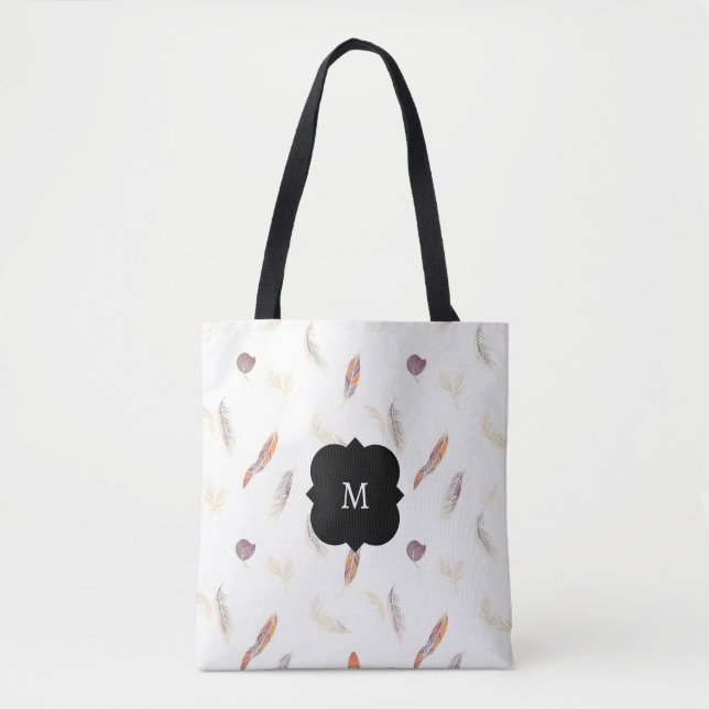 Trendy Feathers Luxury Boho Collection Tote Bag (Front)