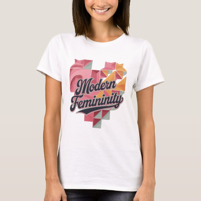 Trendy Femme T-Shirt Design: Abstract Art & Bold T (Front)