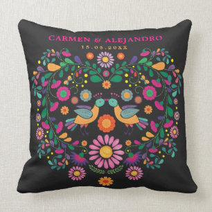 Trendy Fiesta Mexican Flower Pattern Wedding Gift Throw Pillow