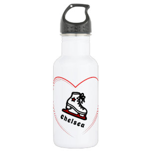 Trendy Figure Skating Girl Skates Personalized Red 532 Ml Water Bottle