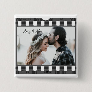 Trendy Film Reel Movie Personalized Picture Frame  2 Inch Square Button