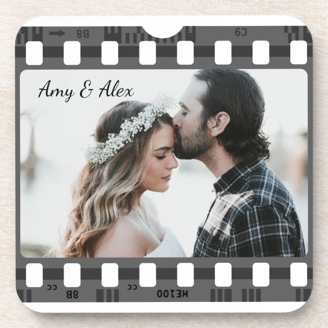 Trendy Film Reel Movie Personalized Picture Frame  Coaster (Front)