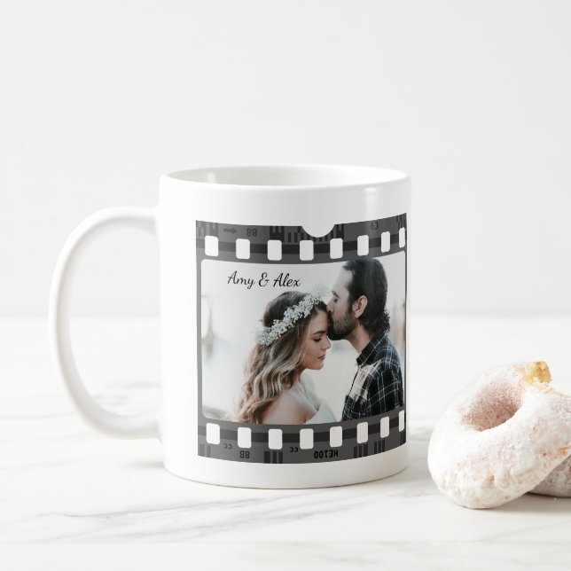 Trendy Film Reel Movie Personalized Picture Frame  Coffee Mug (With Donut)