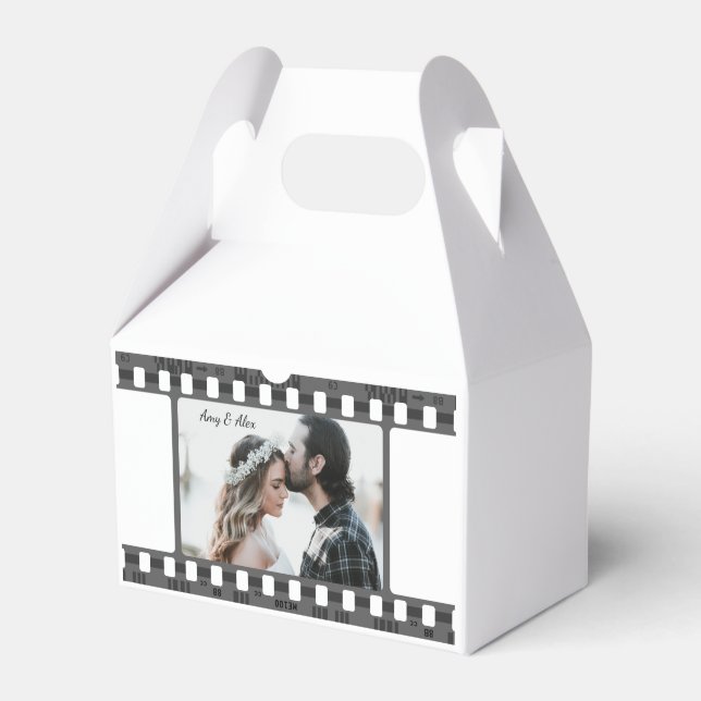 Trendy Film Reel Movie Personalized Picture Frame  Favor Box (Front Side)
