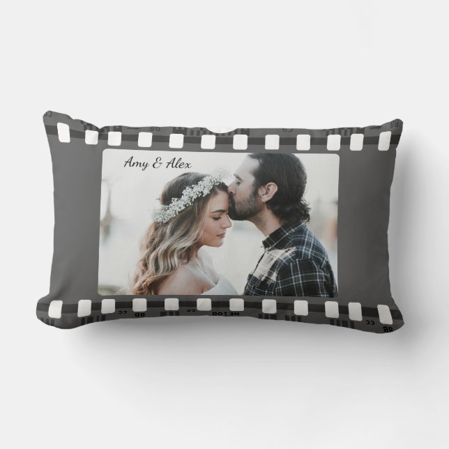 Trendy Film Reel Movie Personalized Picture Frame Lumbar Pillow (Front)