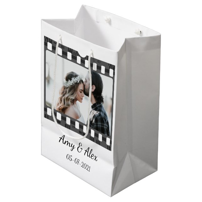 Trendy Film Reel Movie Personalized Picture Frame  Medium Gift Bag (Front Angled)