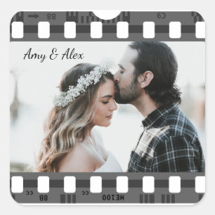 Trendy Film Reel Movie Personalized Picture Frame  Square Sticker