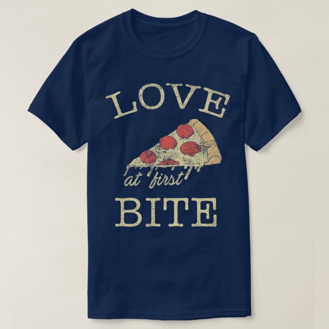Trendy First Bite Pizza Slice Humour Premium 33055 T-Shirt (Design Front)
