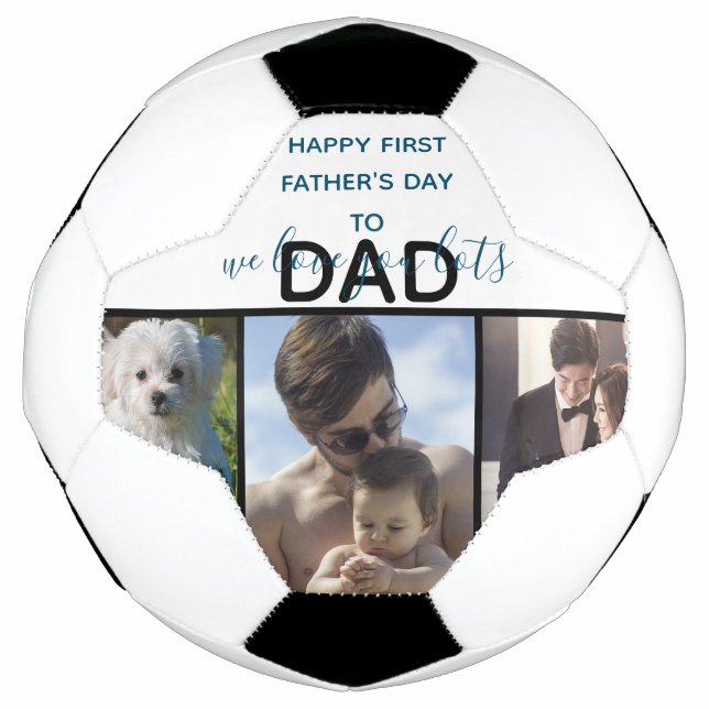 Trendy First Father's Day Photo Soccer Ball (Front)