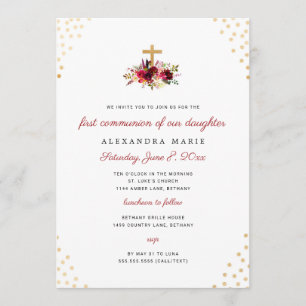Trendy First Holy Communion Invitation for girls