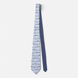 Trendy Fish Pattern Blue Tie